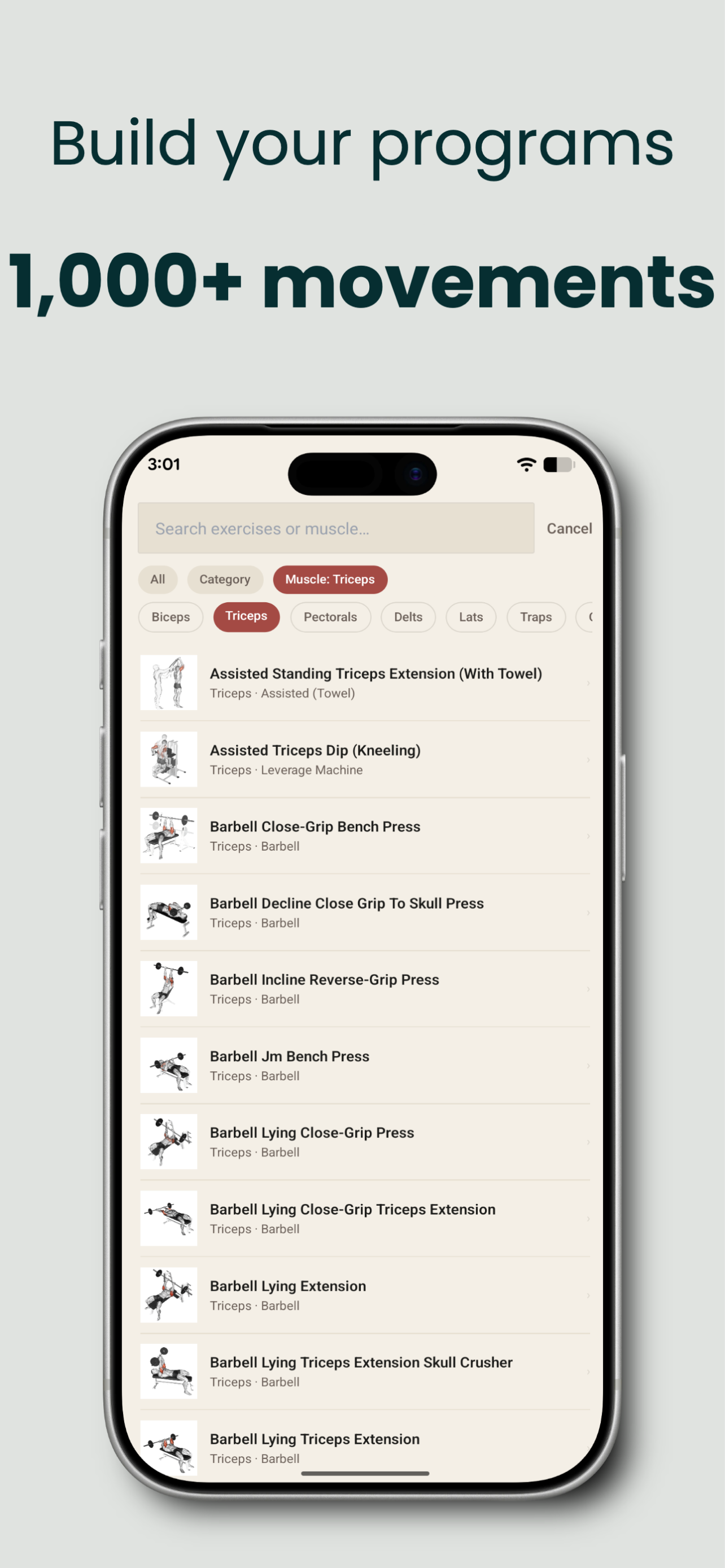Kiron — 1,000+ movements exercise library